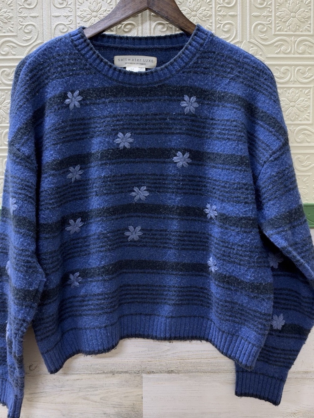 Saltwater Luxe Ronnie Sweater Striped Blue & Black Medium
